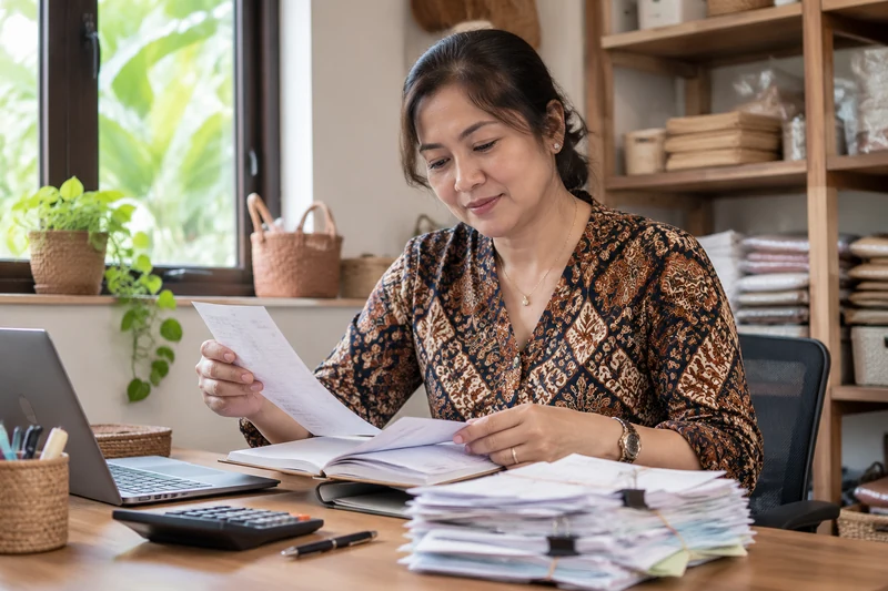 Pelaku UMKM merapikan pembukuan usaha untuk mengajukan kenaikan plafon KUR BRI