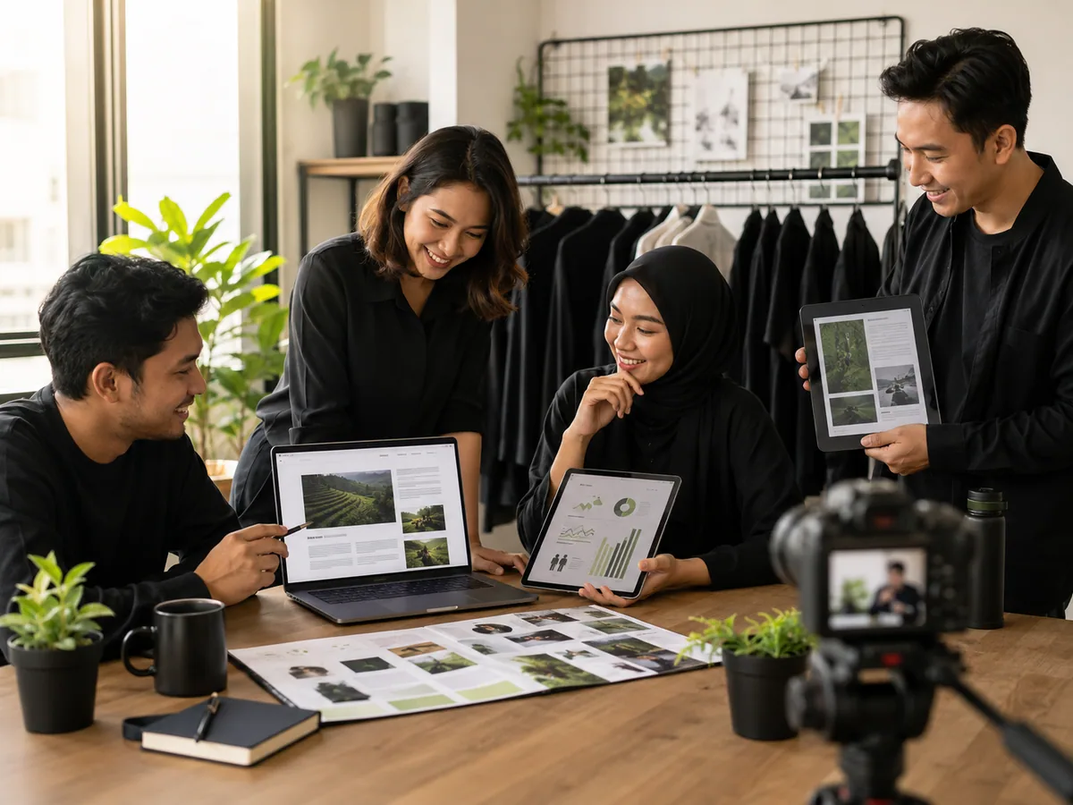 Beragam jenis konten dalam content marketing: artikel blog, video, infografis, dan ebook